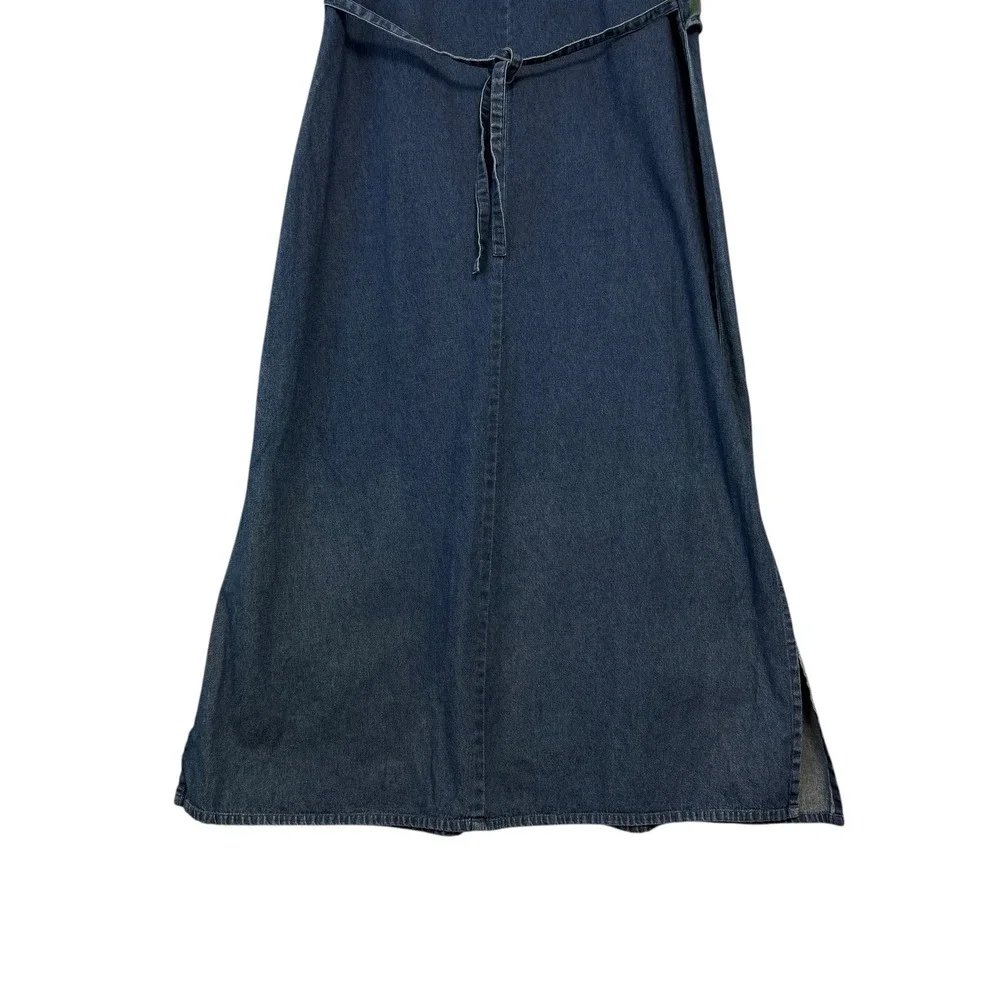 Vintage | Che Bella | Denim Floral Layered Maxi Dress Blue Medium Wash Size L - Picture 9 of 16